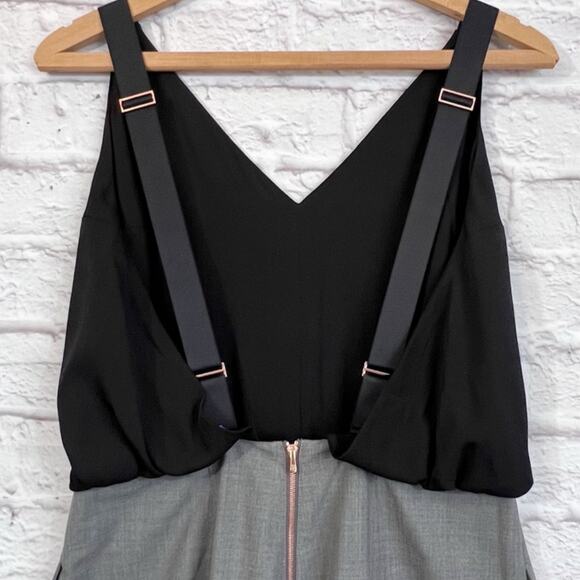 Kit and Ace Stardust Overalls Black Gray Silk Wool Wide Leg Jumpsuit 8 - Picture 7 of 12